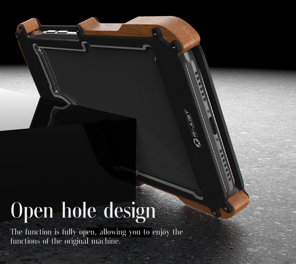 Premium Shockproof Armor Iron Wood Metal Case By Shopyholy Compatible For iPhone
