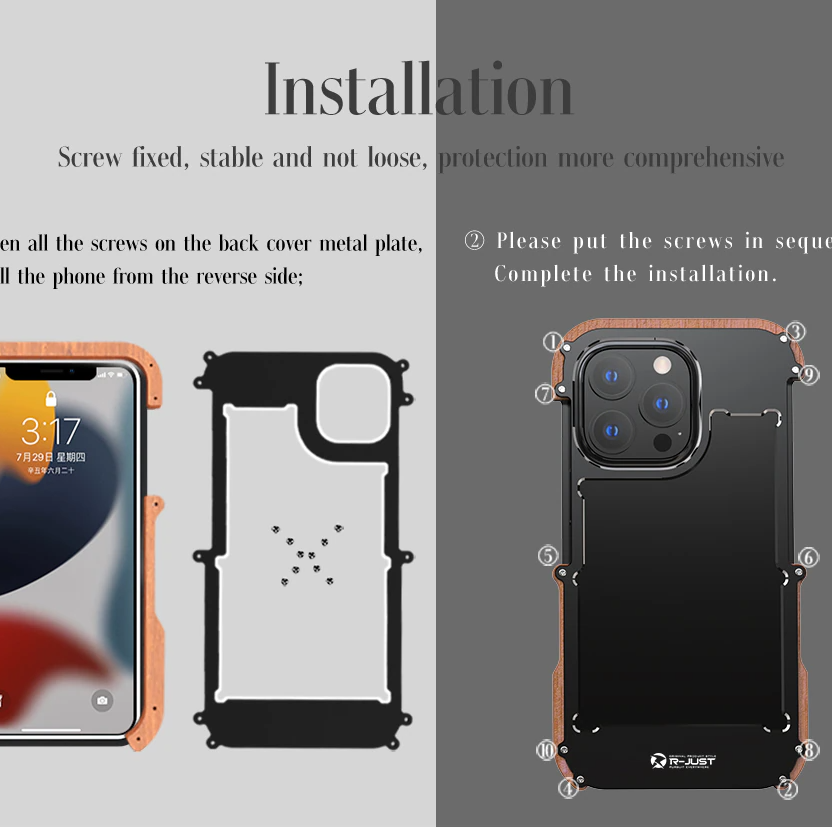 Premium Shockproof Armor Iron Wood Metal Case By Shopyholy Compatible For iPhone