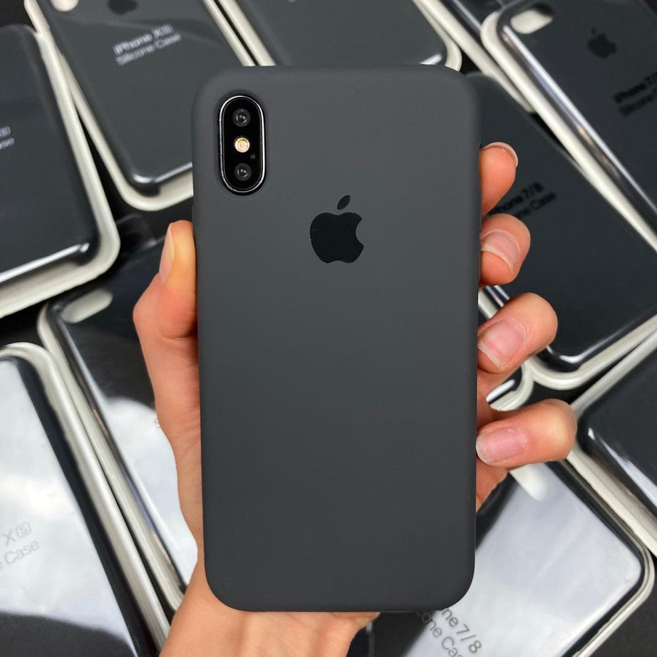 charcoal grey liquid silicone premium back cover for iphone