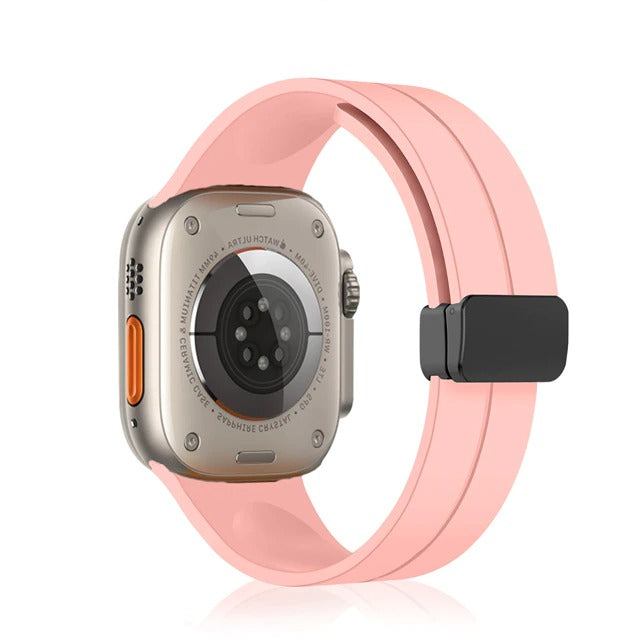 Premium Magnetic D-Buckle Silicone Strap By Shopyholy Compatible For iWatch