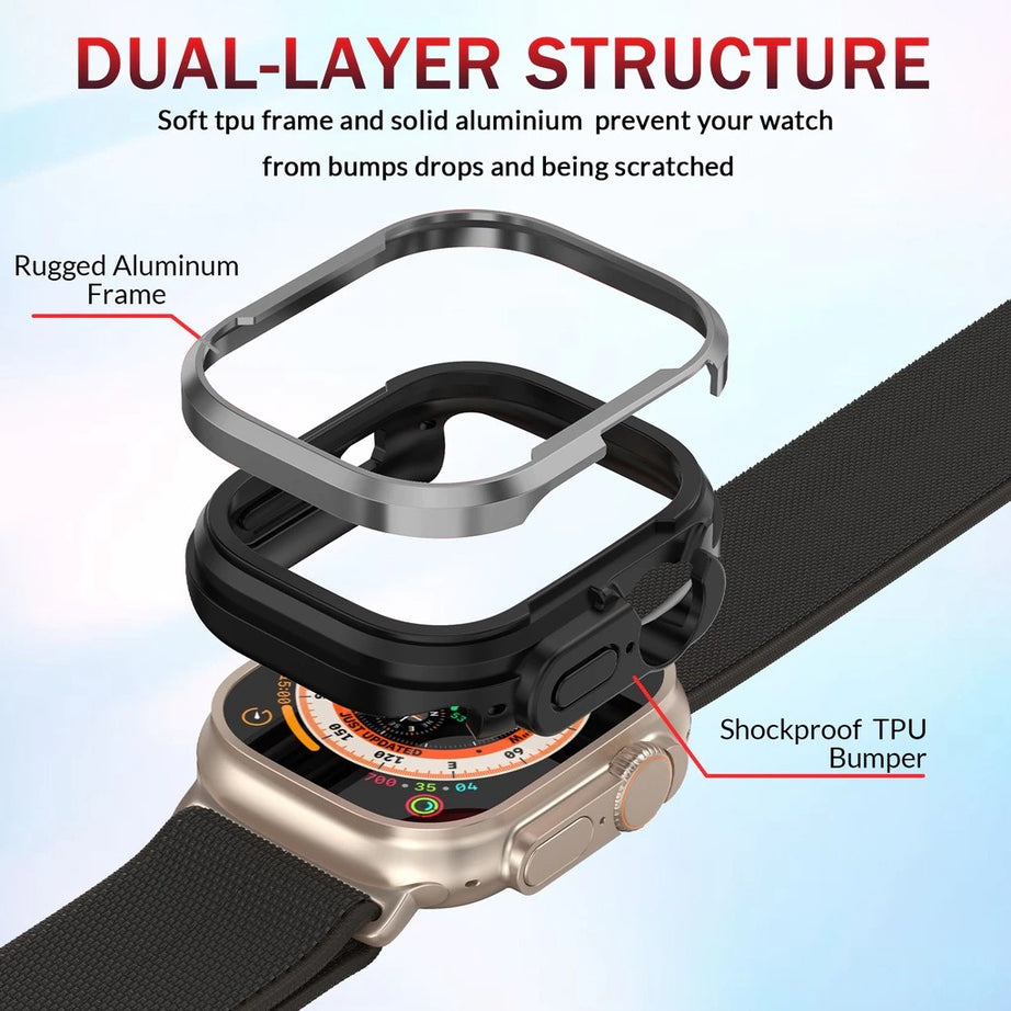 Premium Metal Case With TPU Bumper By Shopyholy For Smart Watch Ultra 49mm