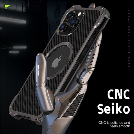 Carbon Fiber Lens Protection Metal Bumpers Case By Shopyholy Compatible For iPhone