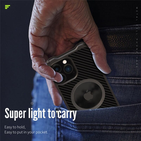 Carbon Fiber Lens Protection Metal Bumpers Case By Shopyholy Compatible For iPhone