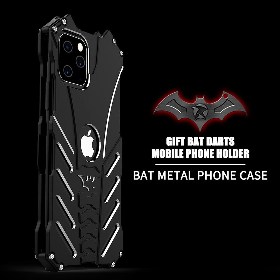 Premium Shockproof Armor Aluminum Case Metal Bat Logo Back Cover By Shopyholy Compatible For iPhone