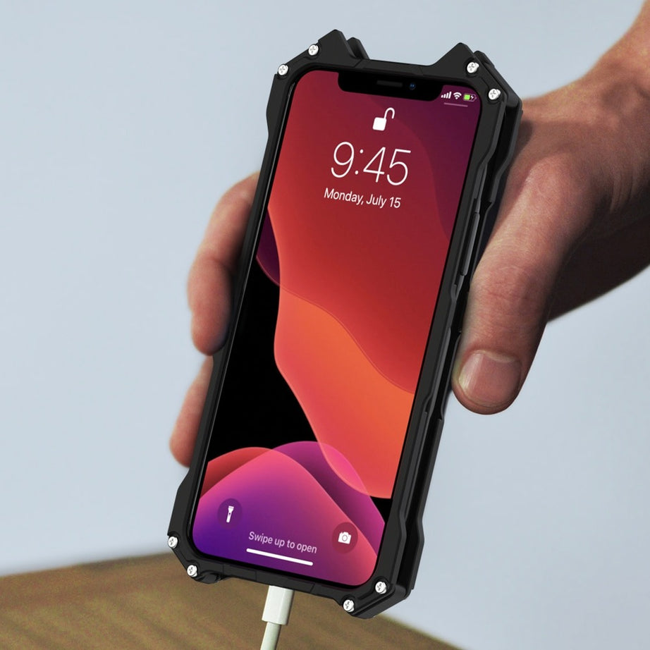 Premium Shockproof Armor Aluminum Case Metal Bat Logo Back Cover By Shopyholy Compatible For iPhone