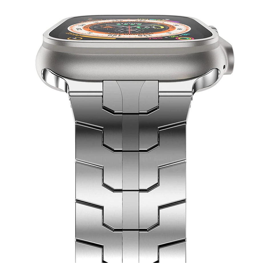 Silver Luxury Wingtip Titanium Metal Straps By Shopyholy Compatible For iWatch