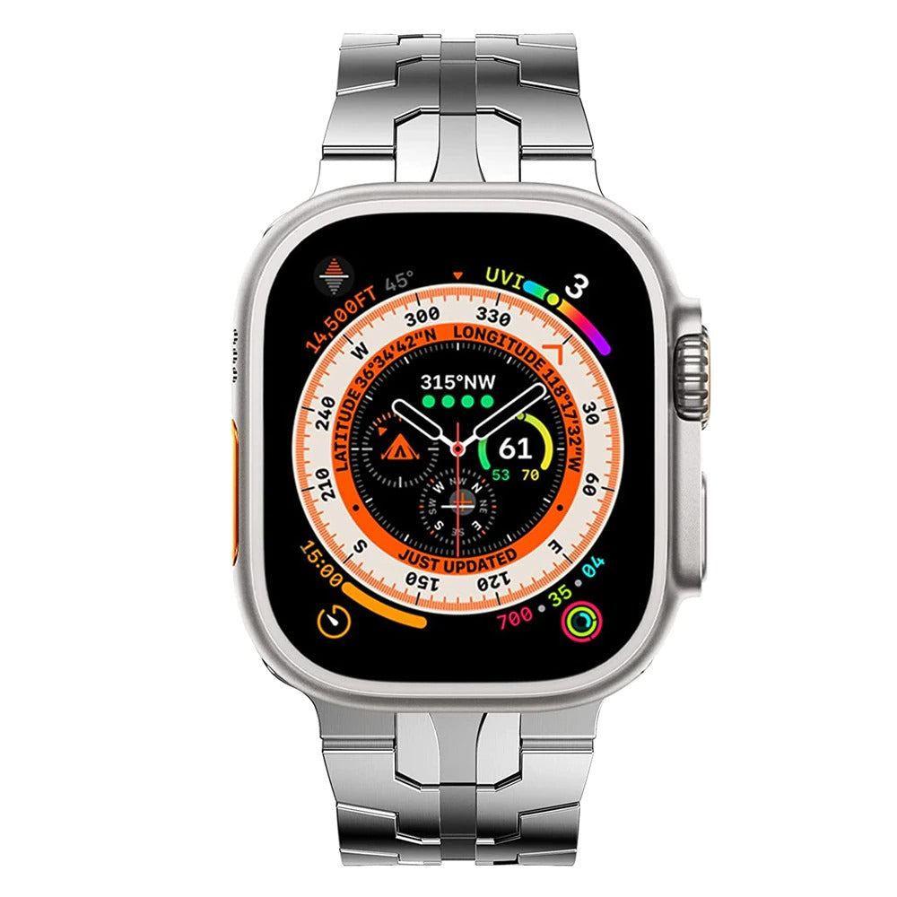 Silver Luxury Wingtip Titanium Metal Straps By Shopyholy Compatible For iWatch