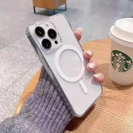 Premium Transparent Ultra Hybrid Mag Safe Compatible TPU & PC Back Case For iPhone 14/15 Series