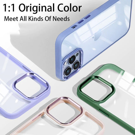 Luxury Transparent Metal Lens Protection Case For iPhone