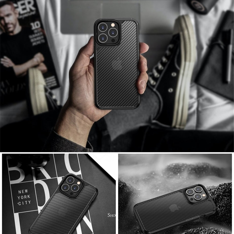 carbon fiber matte shockproof premium case for iphone