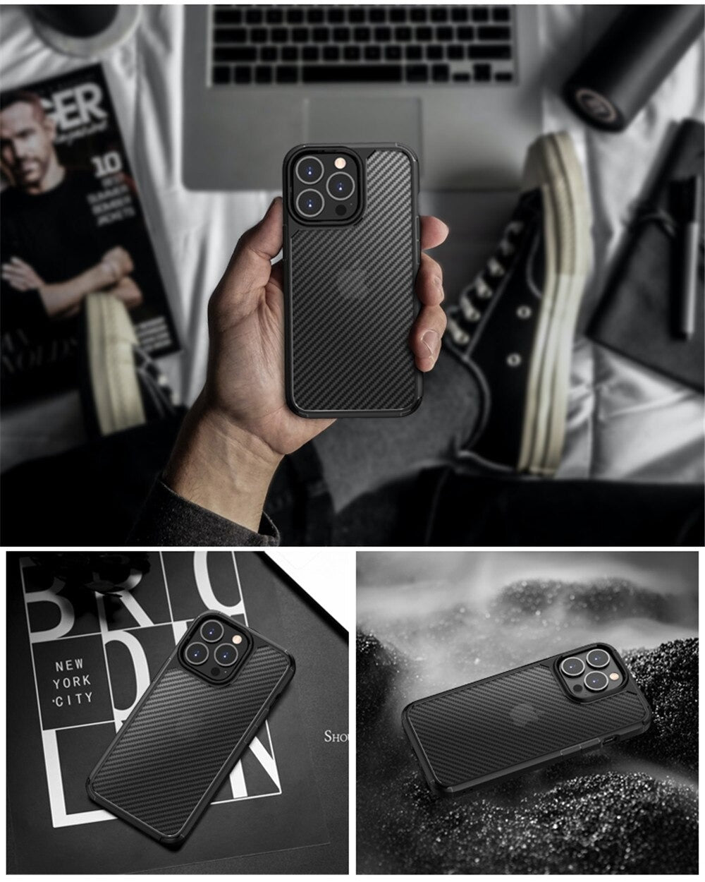 carbon fiber matte shockproof premium case for iphone